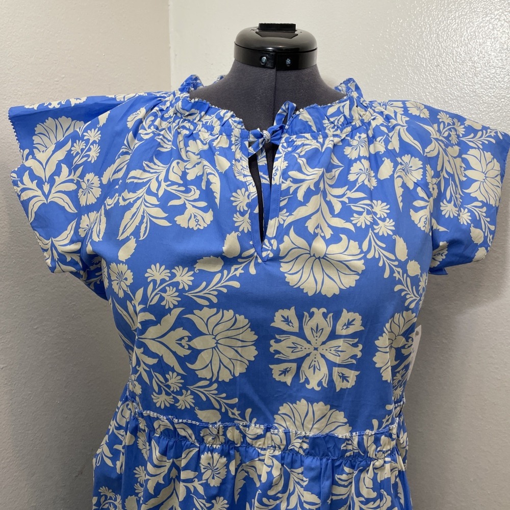 Eurosummer Coastal Blue Floral Dress XL 16-18 Resortwear Vacationwear - Picture 3 of 14